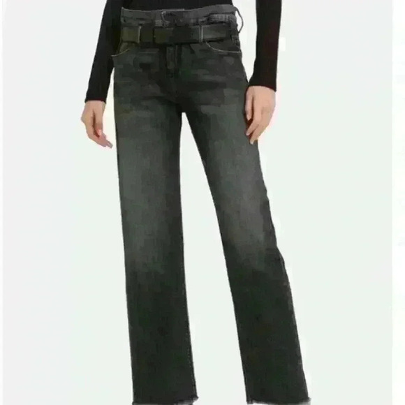 RtA Dexter Dark Grey Jeans with Leather Belt size Medium made in USA retail $425 - Picture 1 of 8